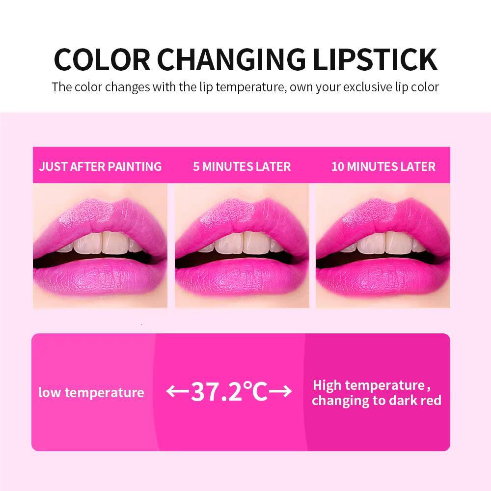 6 Colors Magic Temperature Color Changing Lipstick Gloss Moisturizing Long Lasting Waterproof Crystal Jelly Lip Balm happy