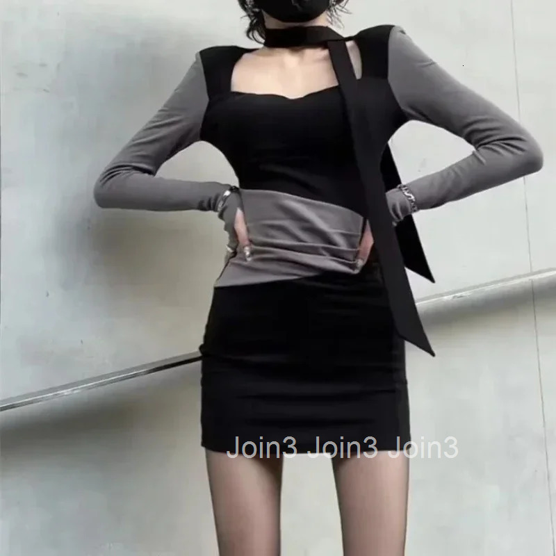 Trend Bandage Womens Long Sleeve Dresses Bodycon Female Dress Corset Tight On Promotion New In Kpop Cheap Casual Retro Trendy X