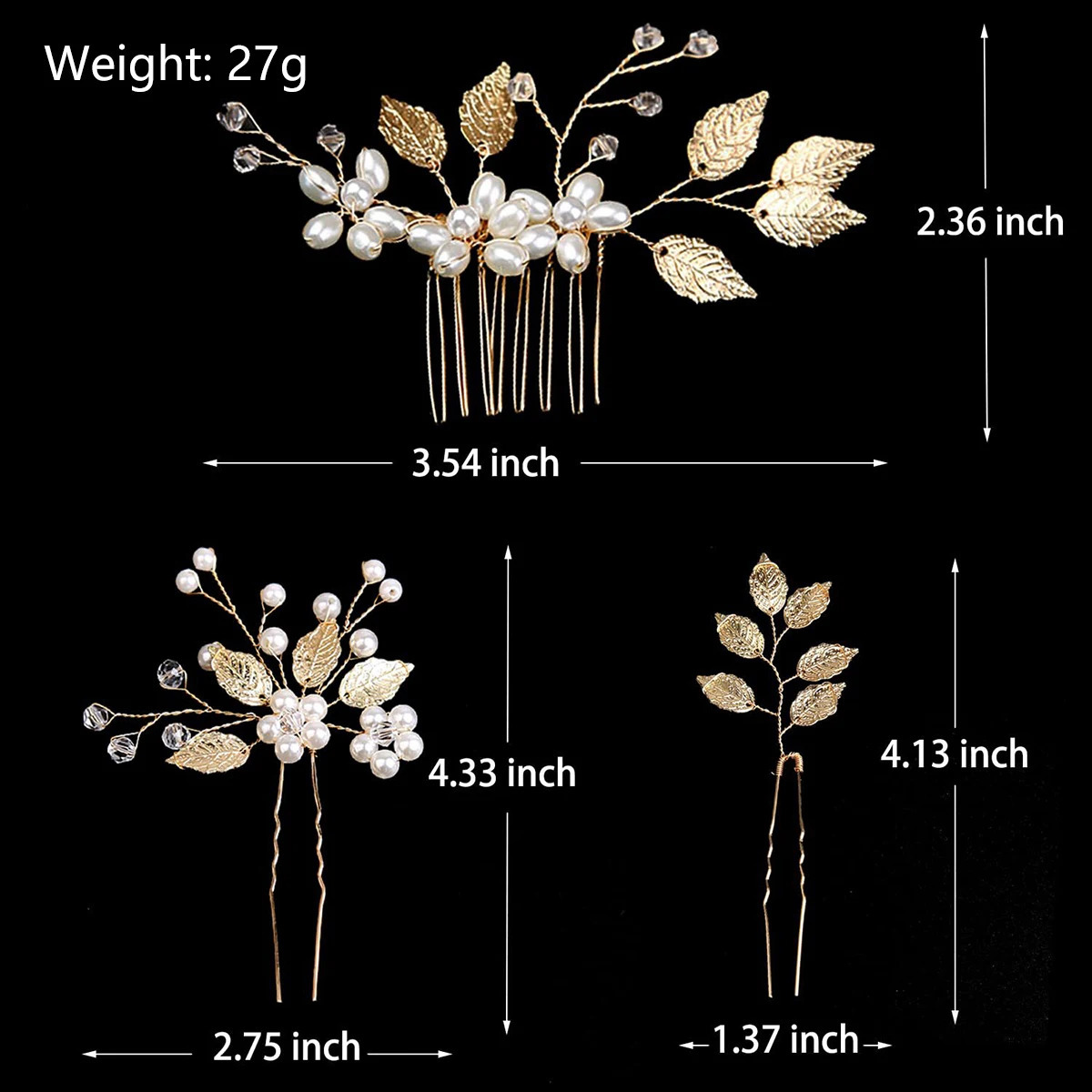 4Pcs Flower Hairpin Side Comb Sets Wedding Hair Accessories Leaf Shaped Tiaras Bride Insert Hair Clip Jewelry Fashion Headwear 250610