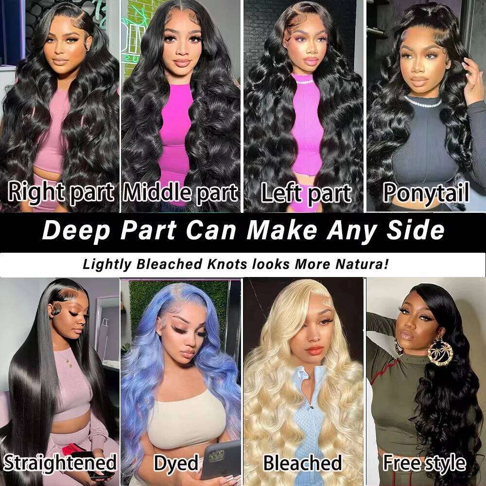 200 Density Body Wave Front Human Hair 36 Inch 13x4 13x6 HD Transparent Lace Frontal Brazilian Wigs for Black Women