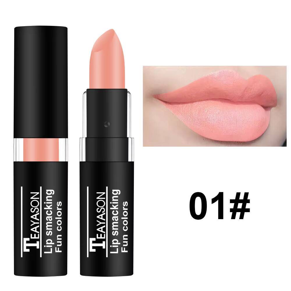 Matte Nude Lipsticks 12 Colors Waterproof Long Lasting Non-stick Cup Lip Glaze Sexy Vampire Red Black Lipstick Pigment Cosmetics happy