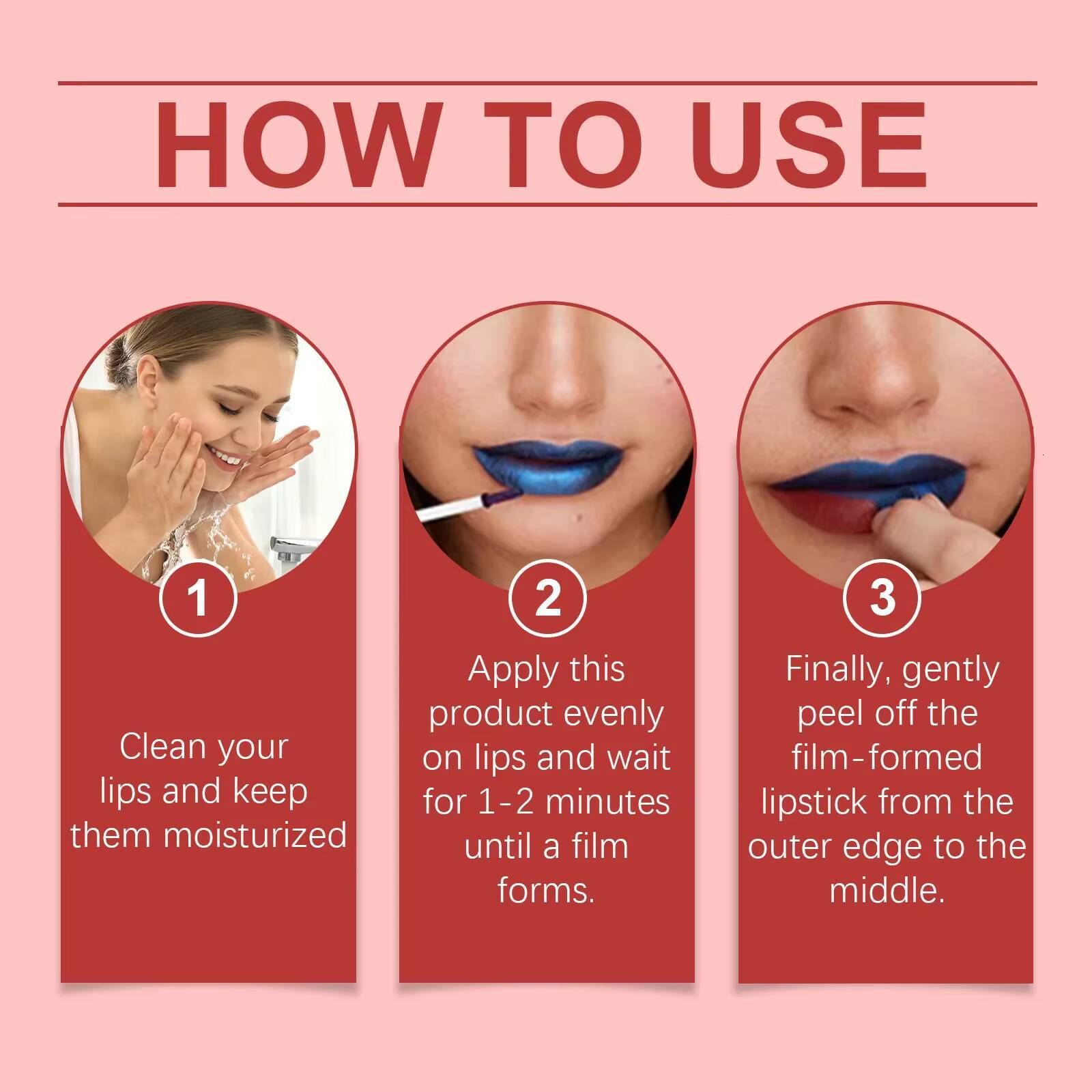 Peel Off Lipstick Long-lasting Moisturizing Non Stick Cup Portable Care Gloss Waterproof Red Pink Lip Makeup Cosmetics happy