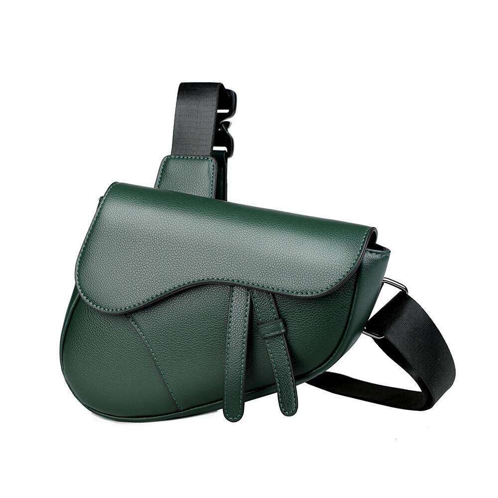 Men's solid color PU leather saddle shoulder crossbody bags chest bolsos para hombre sacoches hommes bag for man