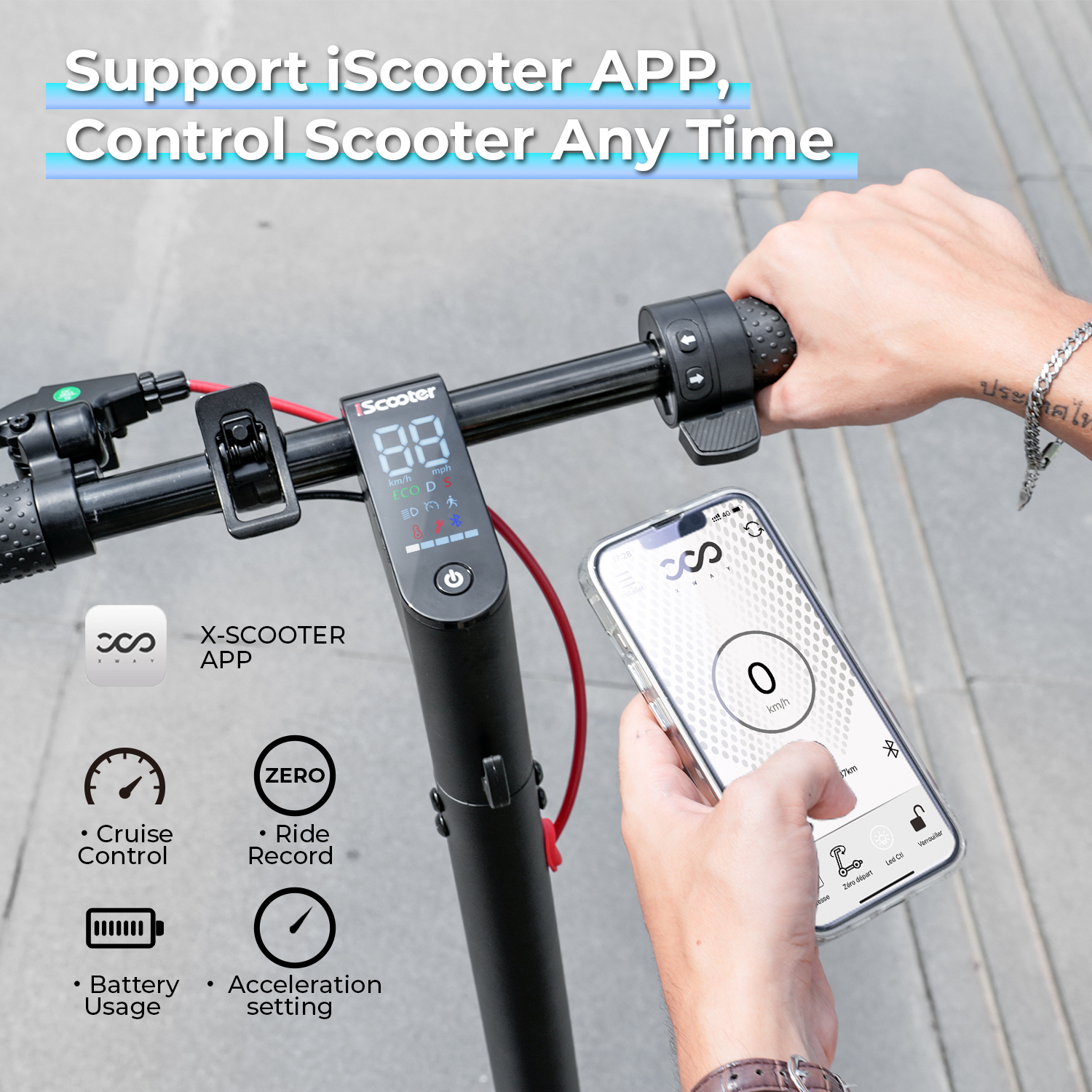 Electric scooter offroad 8.5 inch 350W 42V/7.8AH Foldable e-scooter iScooter W7 35KM/H 120kg