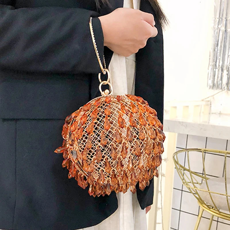 Teardrop Shape Acrylic Clutch Bag Transparent Hollow Evening Bags Women Ladies Birdcage Party Purse Handbags 250614