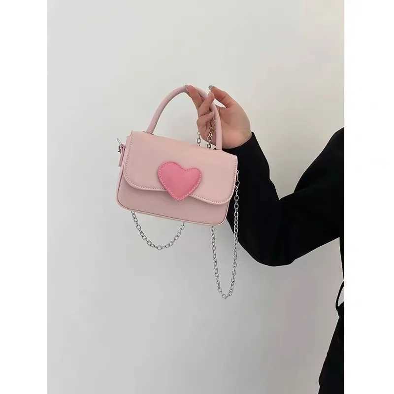 2024 Summer New Pink Love Color Girl Cute Small Square Bag Fashion Hand Chain Crossbody Bag XJ2520616