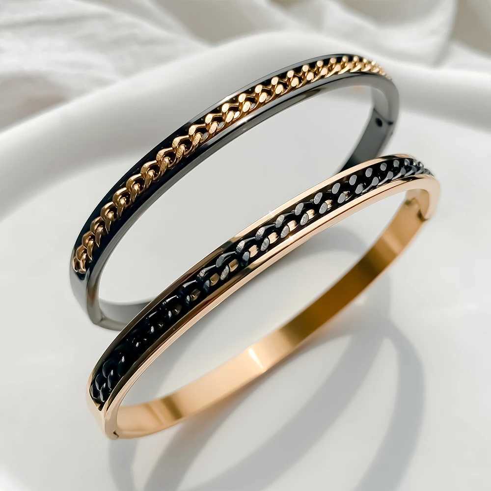 eManco Classic Chain Stainless Steel Gold plated Bangle High Quality For Women Wedding Party Jewelry 48 Hour Shippin Z250616