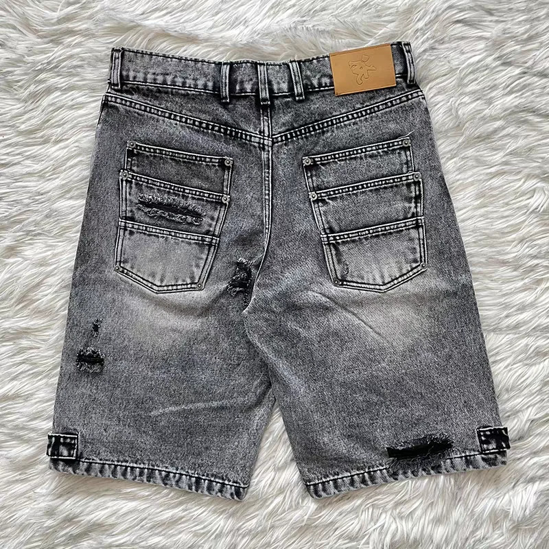 High-quality Project Emergency jeans with Alphabet Embroidery Denim Casual Shorts for Men and Women 250528
