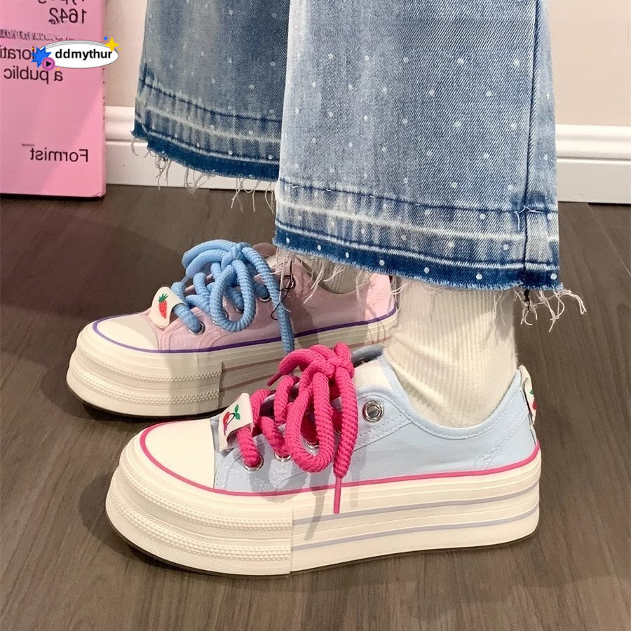 Student Canvas for Women New Summer Breathable Versatile Shoes Niche Thick-Soled Women's Casual Sneakers ddmythur
