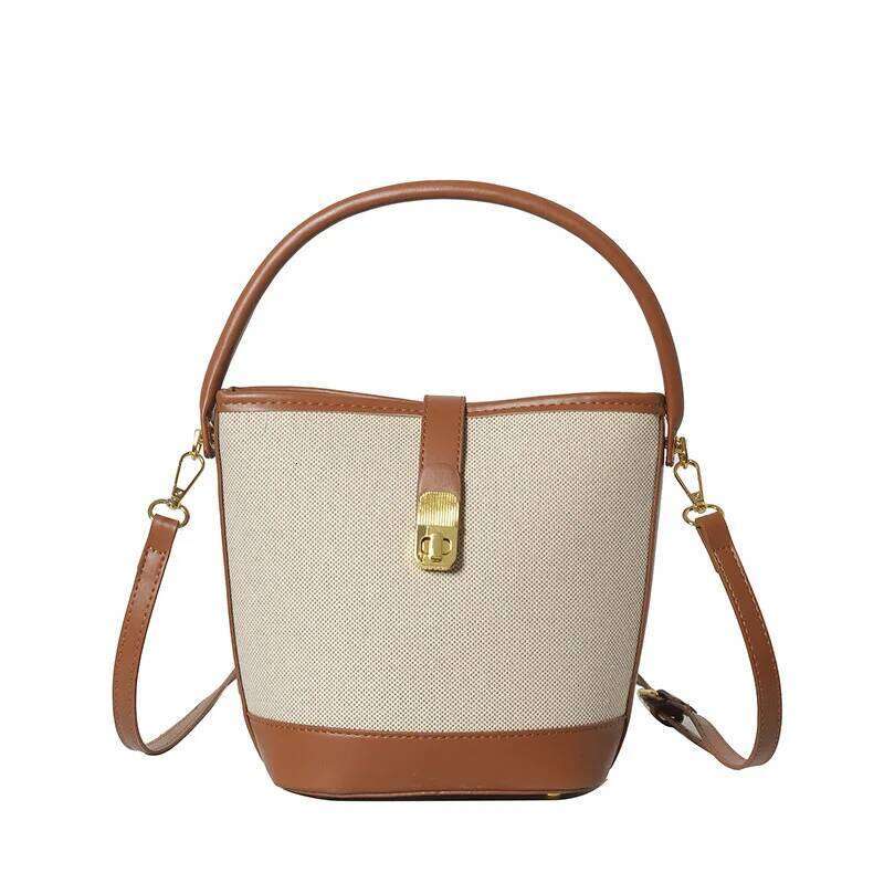 2025 Newest Hot Sales Women Casual Canvas Bucket Handbag Two Size Soft Leather Shoulder Bag for Lady