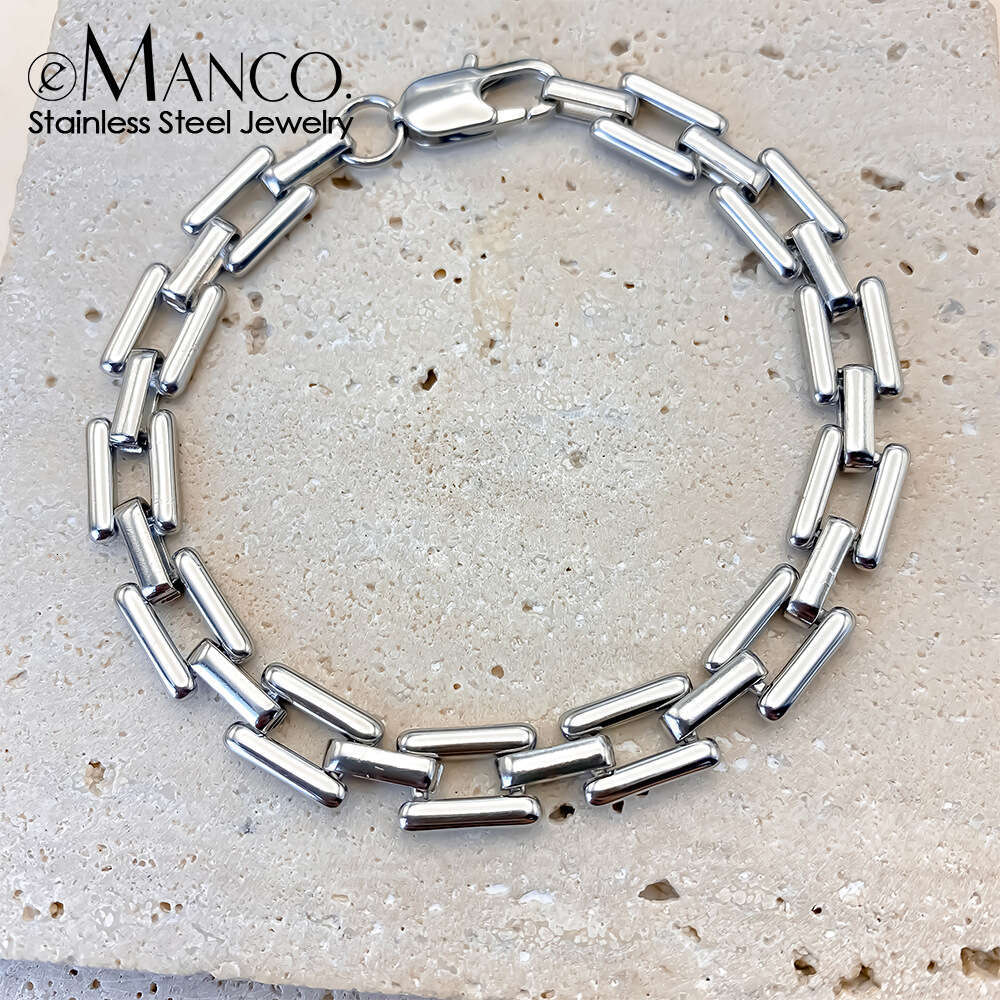 eManco Titanium Hip-Hop Trendy Ins Men's Stainless Steel Non-Fading Bracelet Daily