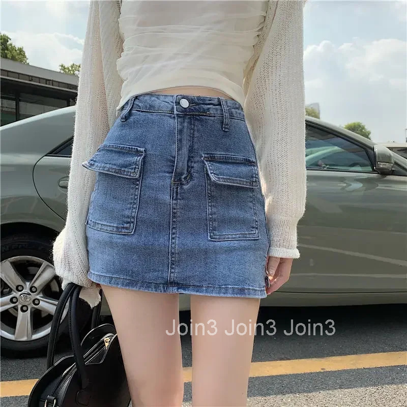 Trend 2025 Vintage Tight High Waist Jeans Skirts for Women Harajuku Premium Modest Clothing Y2k New In Casual Woman Denim Skirt