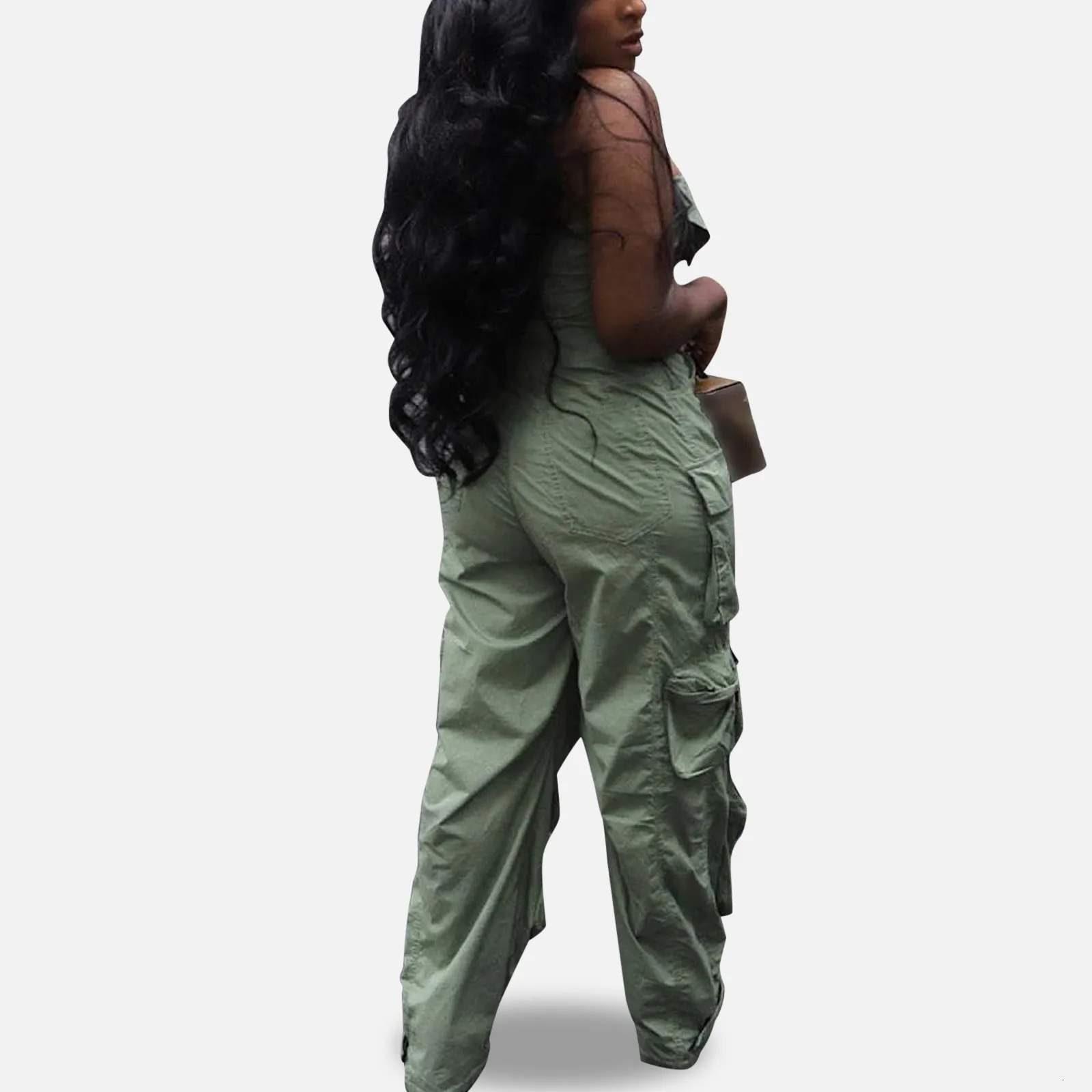 Womens Sexy Off Shoulder Tube Denim Cargo Jumpsuits Wide Leg Baggy Loose Jean Pants Rompers Overalls Control Too Pants 250612
