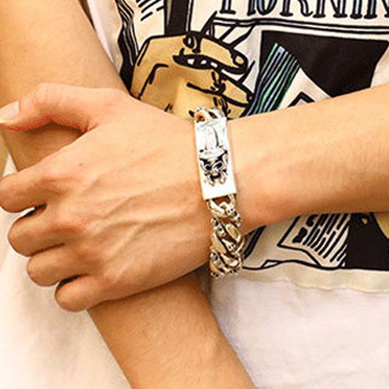 D3 S925 Sterling Silver Bracelet Trend Smooth Cross Flower Sacred Sword Letter Personalized Punk Hip Hop Jewelry Style Gift for Lovers new