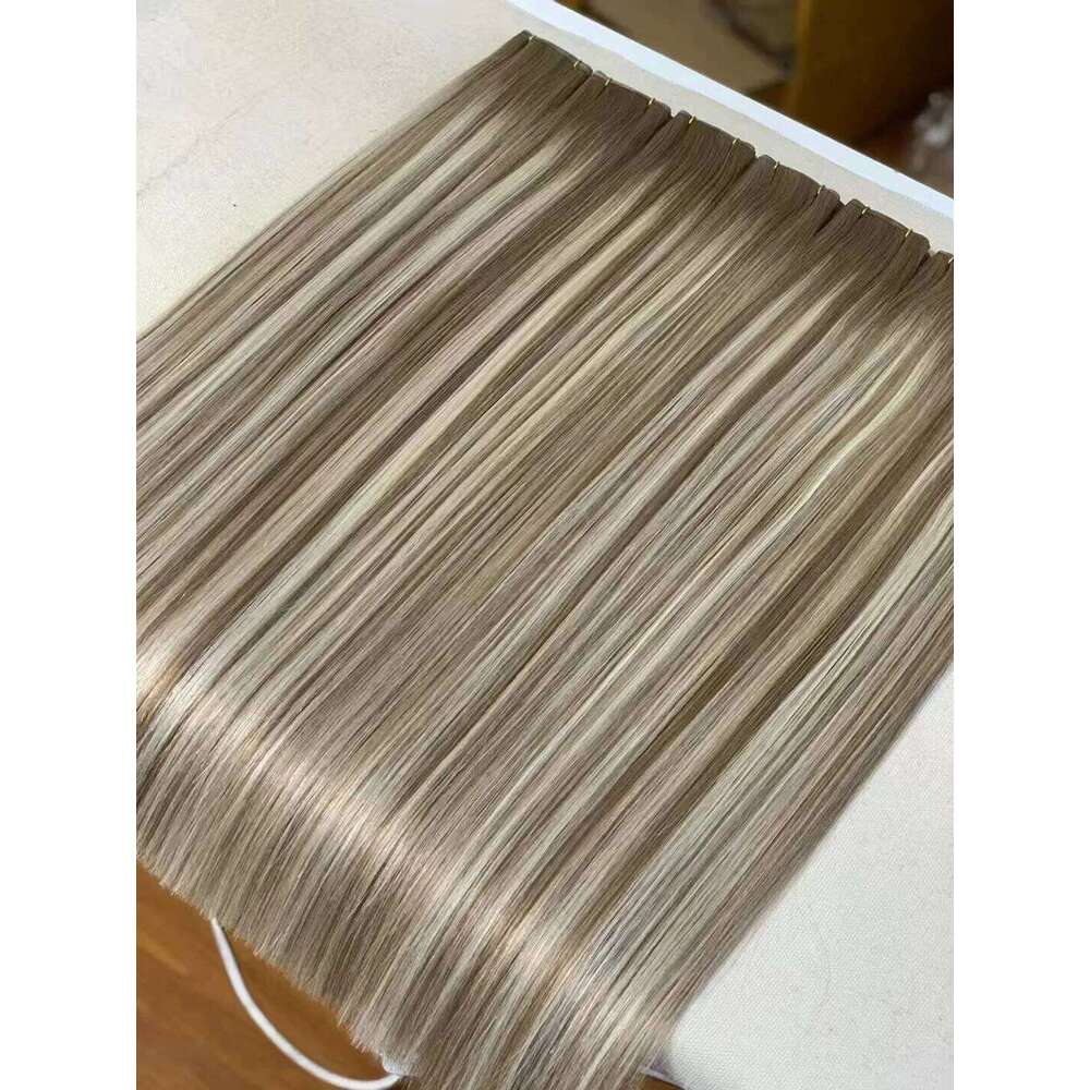 Bundles Ombre Blonde Human Extensions 14"-26" Straight Remy Skin Double Weft Russian Hair