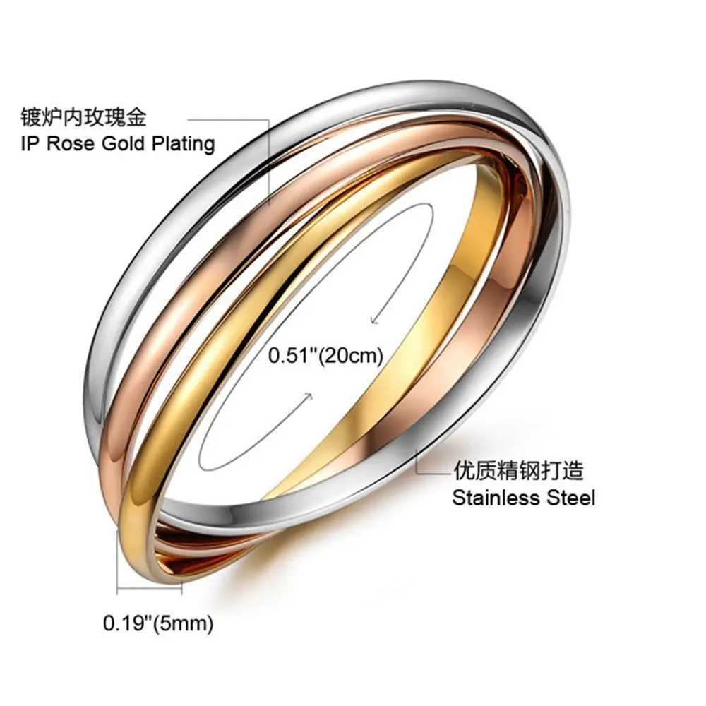 2025 New Fashion Jewelry Women Gifts Chains Stainless Steel 3 Color Set Bangles Accessory Wholesale Z250616
