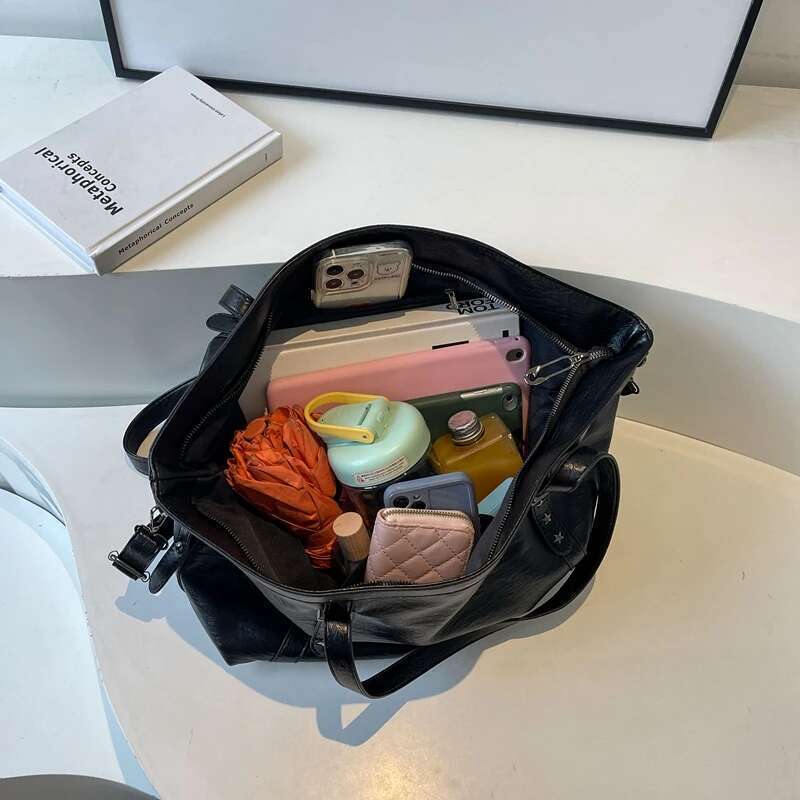 MOODS Sized Tote Bags For Women Soft PU Leather Pure Color Large Capacity Shopper Shoulder Crossbody Bag Quality Handbags