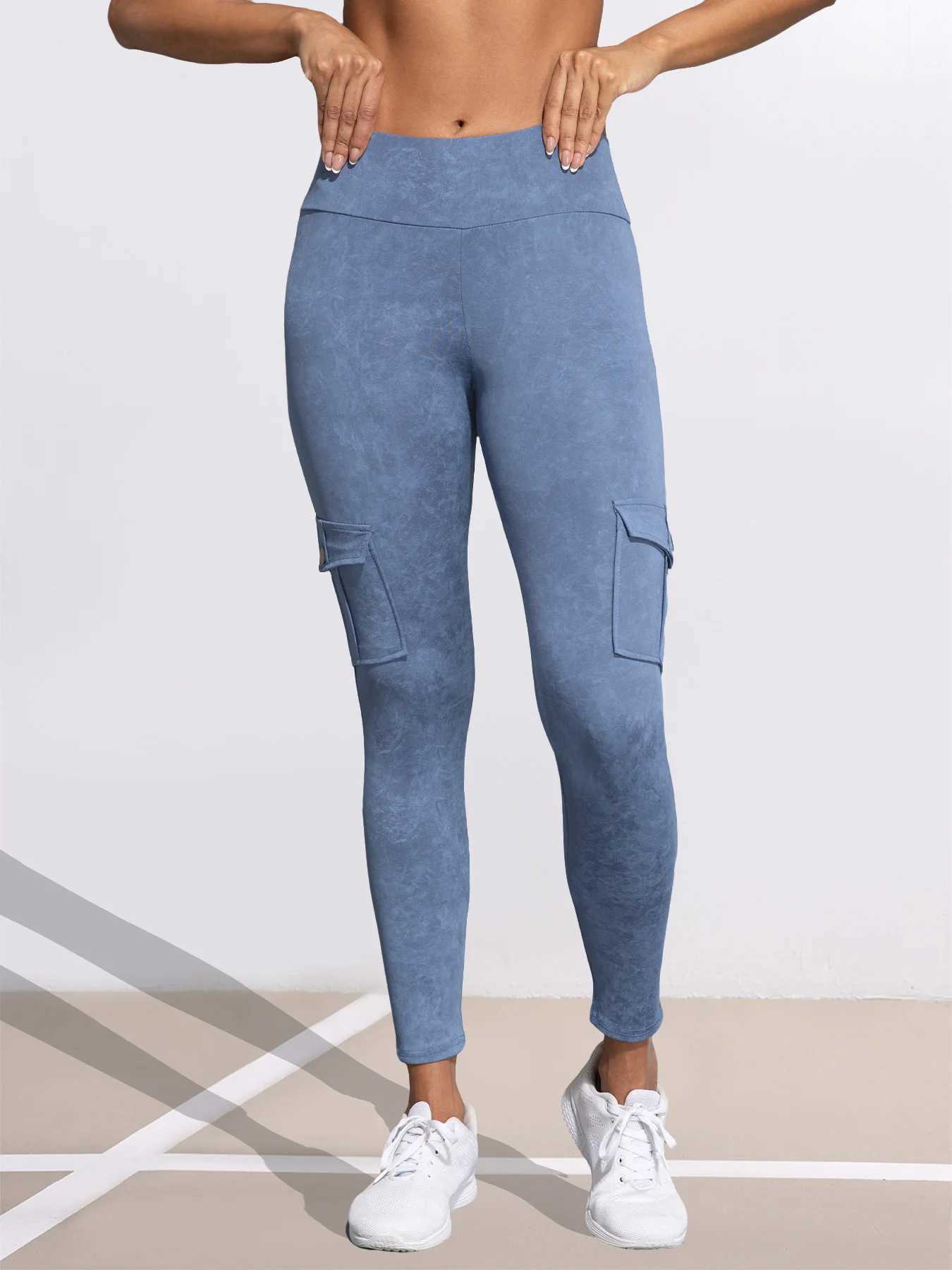 1/3 PCS Washed Print Work Pocket Women Leggings Elastic Butt Lifting Fitness Tights 2025 New Athletic Pants Fashion StreetwearXJ250616