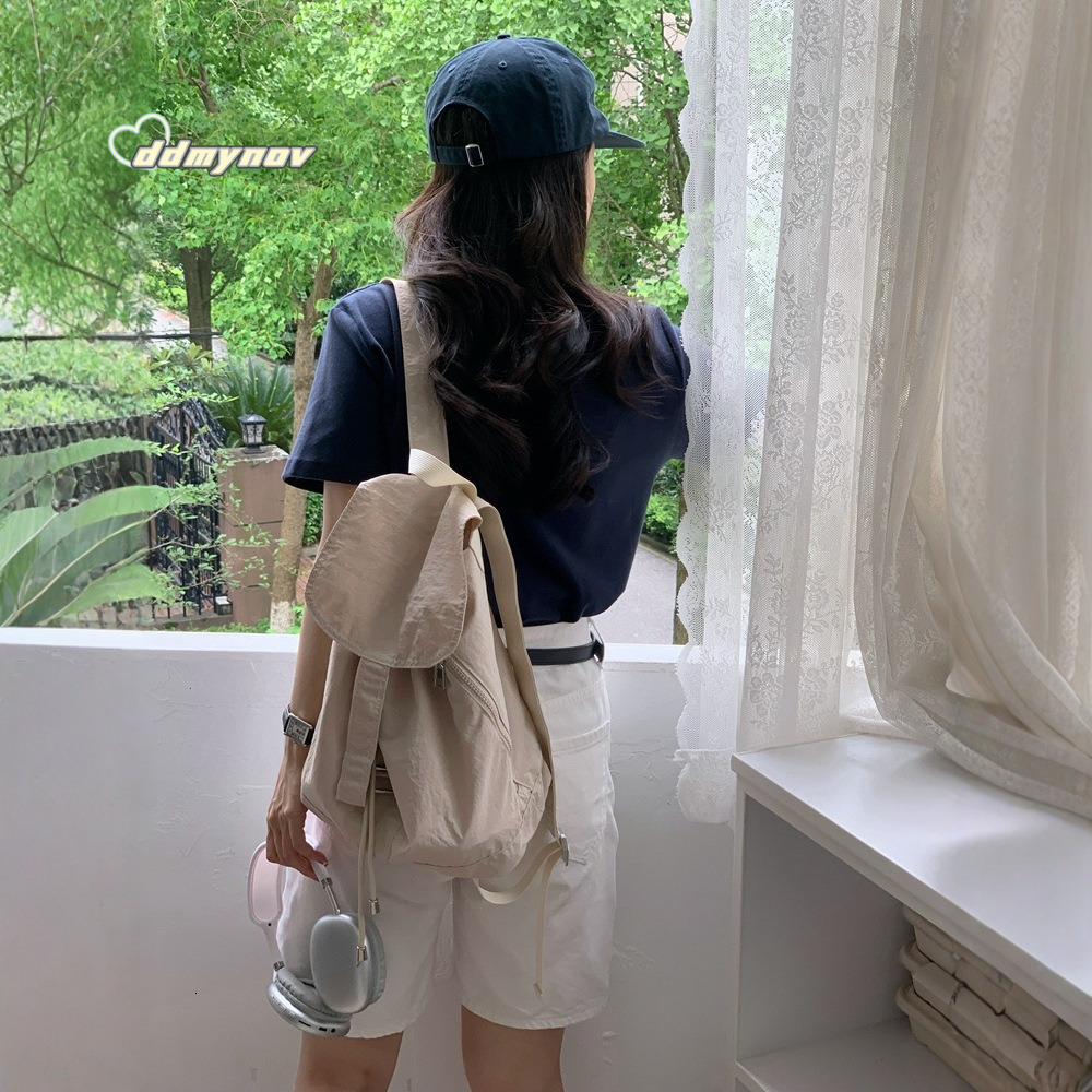 Casual Dongdaemun New Simple High-end Large Capacity Women's Fashion Travel Sports Drawstring Backpack ddmynov