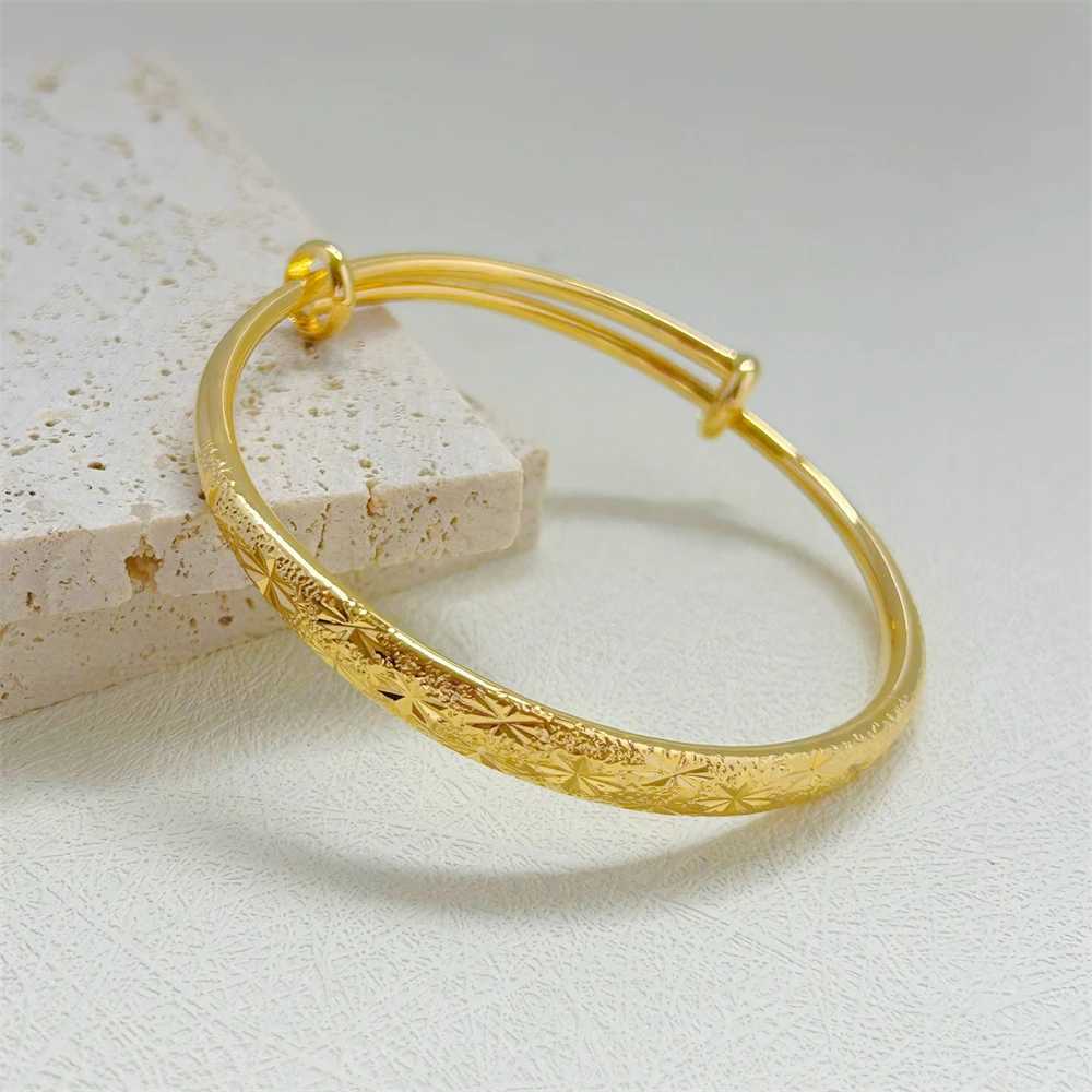 Womens Hand Gold Color Smooth Stars Cuff Bangles Adjustable Pulsera Femme Wedding Jewelry Accessories Party Gifts Z250616