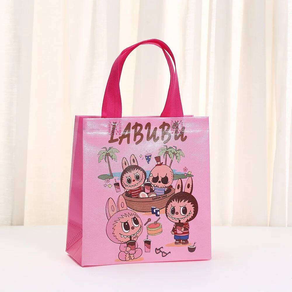 Women's Bags Designer 10/20Pcs Cartoon Labubu Candy Snacks Birthday Non-Woven Gift Tote Bags Shopping Portable Paper Bag For Gifts 23X22x11cm