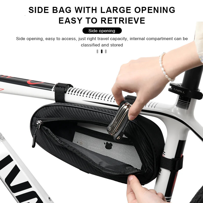 RIDERACE Waterproof Cycling Tube Bag For MTB Bike Triangle Bag Road Cycling Frame Front Bags Repair Tools Rainproof Bicycle Bag 250610