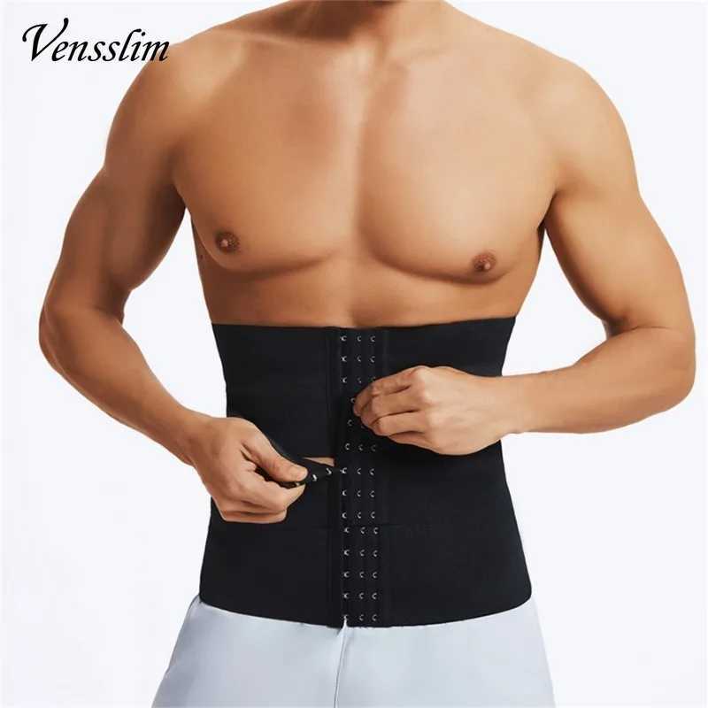 Vensslim Plus Size Waist Trainer Corset Men Fitness Fat Burner Hot Slimming Sauna Sweat Belt Compression Body Shaper Hooks Strap W250616