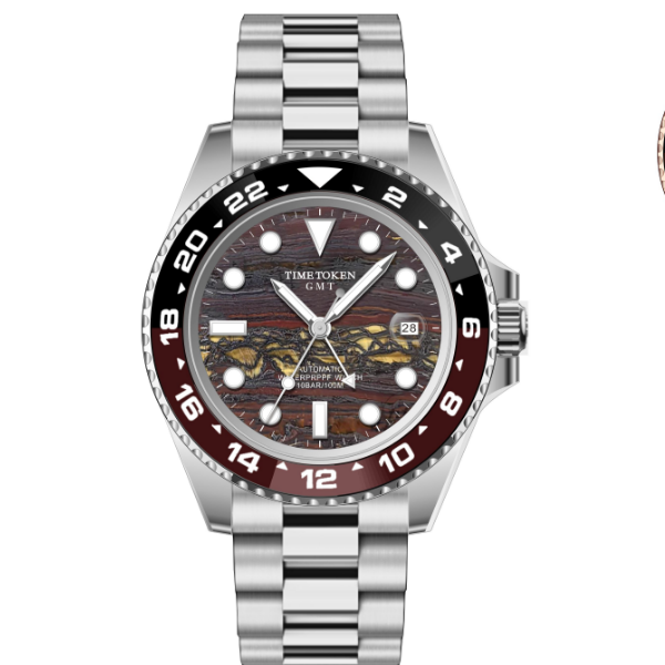 TIME TOKENVersion GMT Watches Men's Luxury Sapphire Automatic Mechanical Watch 40MM Stainless Steel Waterproof Watch