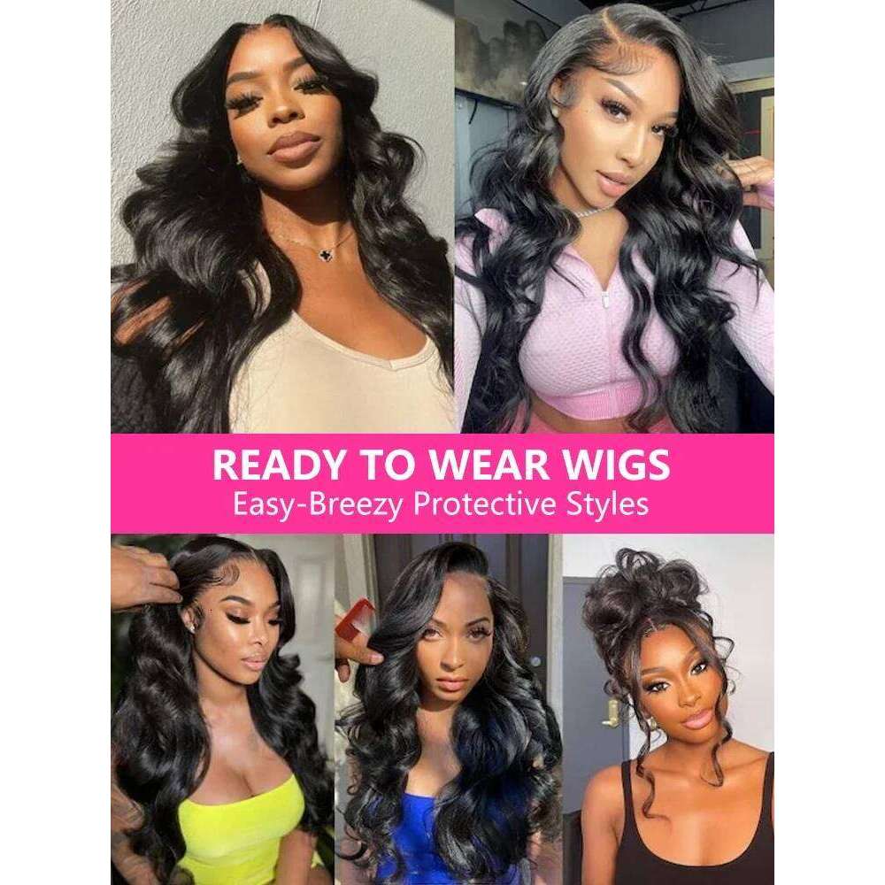 Tewjig 250 Density 30 Inch Pre Plucked Body Wave 13x4 HD Transparent Front 100% Human Hair Wig 13x6 Lace Frontal Wigs