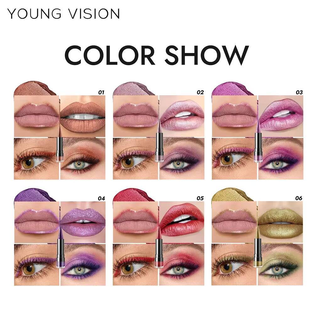 Pointed Glitter Lipstick Nude Purple Moisturize Diamond Metallic Lip Liner Pencil Outline Contouring Gradient Eyeshadow Cosmetic happy