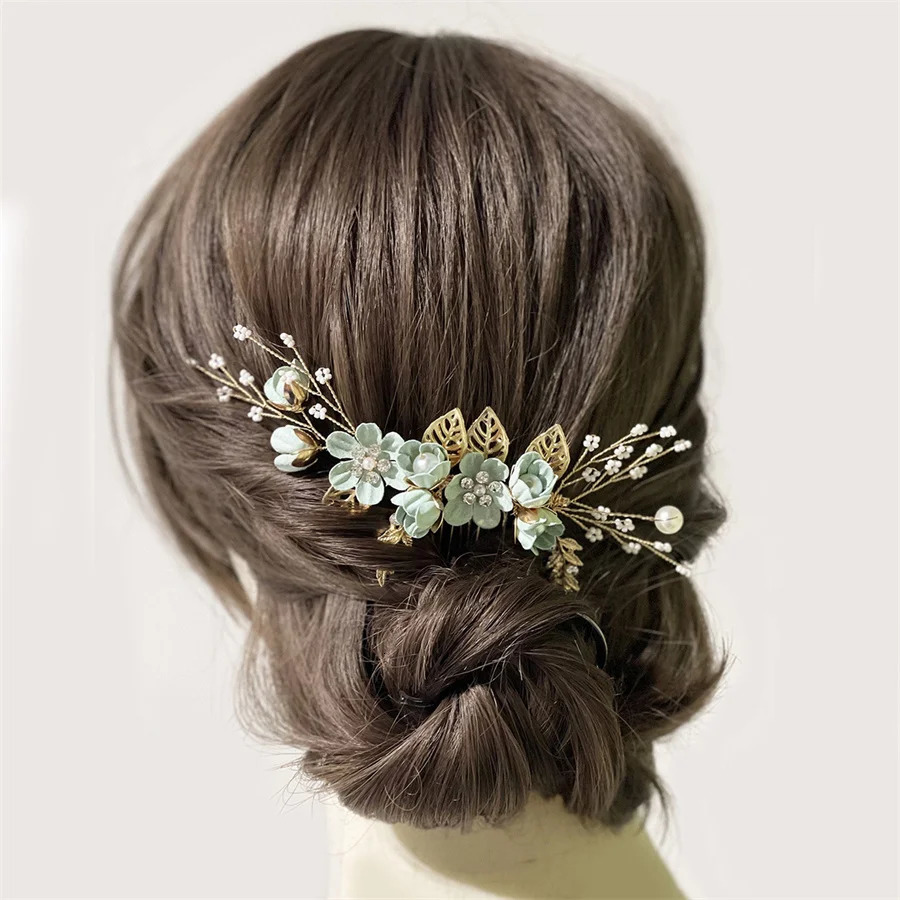 Korean bride wedding headdress Fashion blue purple pink white fresh hair combing womens childrens bridesmaid hair accessories 250610