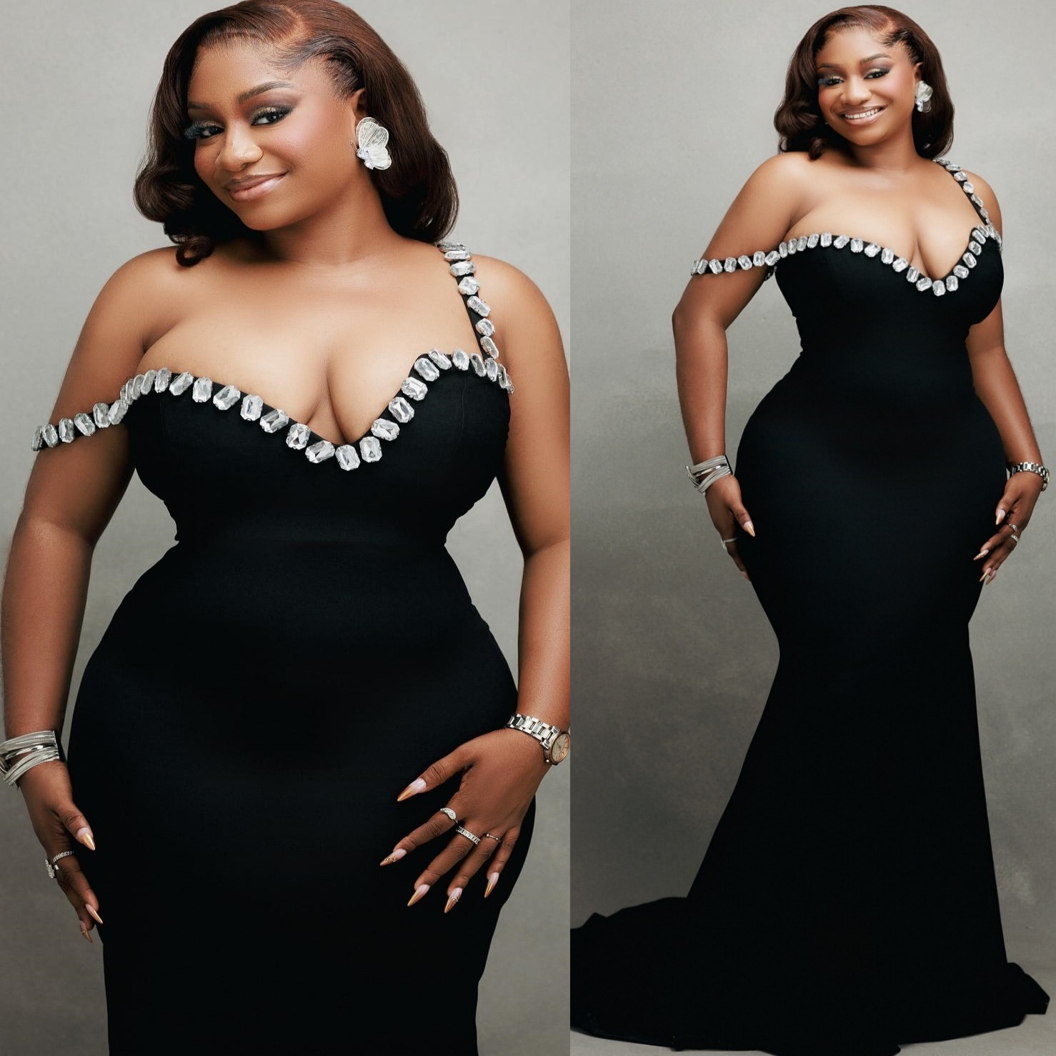 Black Mermaid Prom Dresses 2025 One Shoulder Crystals Satin Evening Formal Party Second Birthday Engagement Gowns Plus Size Dress For Special Occasion