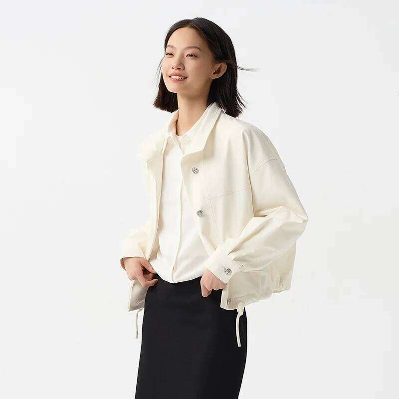 Semir Outerwear Women Stand-Up Collar Drop-Shoulder Loose Trendy Spring 2024 New Letter-Printed Jacket