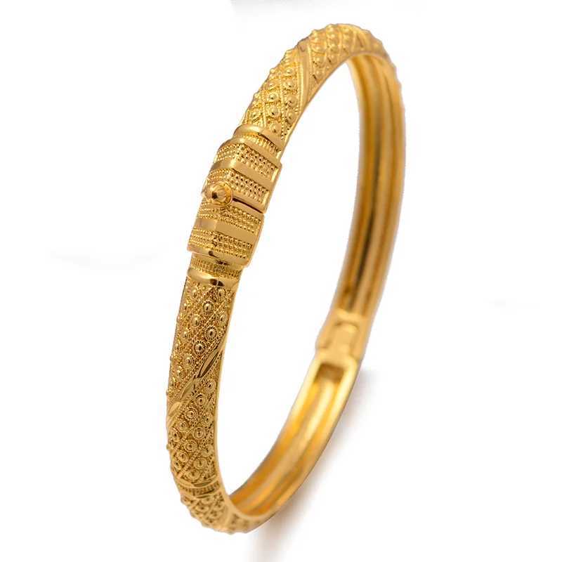 24K 1Pieces/Lot Wholesale Ethiopian Gold Color Bangles For Women Factory Price The Style of African Middle East Dubai Jewelry Z250616