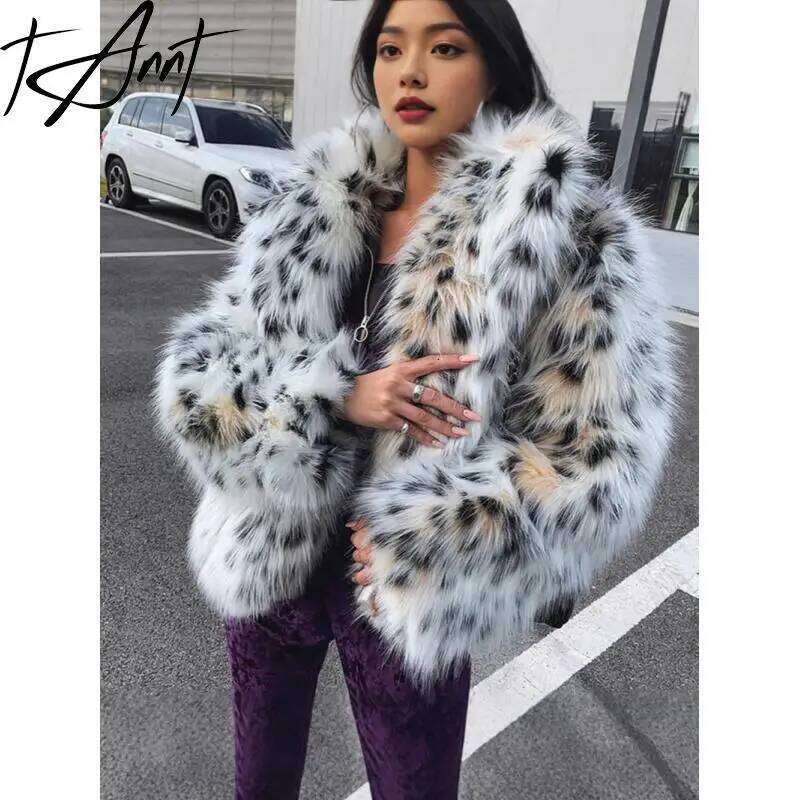GetSpring Women Coat 2024 Autumn Winter Imitation Fox Jacket Fashion All Match Thickened Loose Short Faux Fur Overcoat