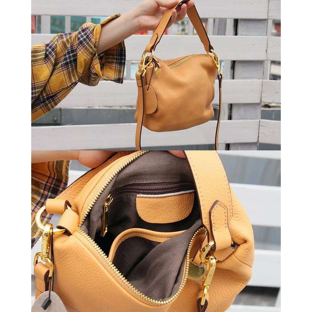 Genuine Soft Leather Women's Handbag Solid Color Shoulder Crossbody Bag 100% Cowhide Messenger Purse Golden Hardware Trendy 2025