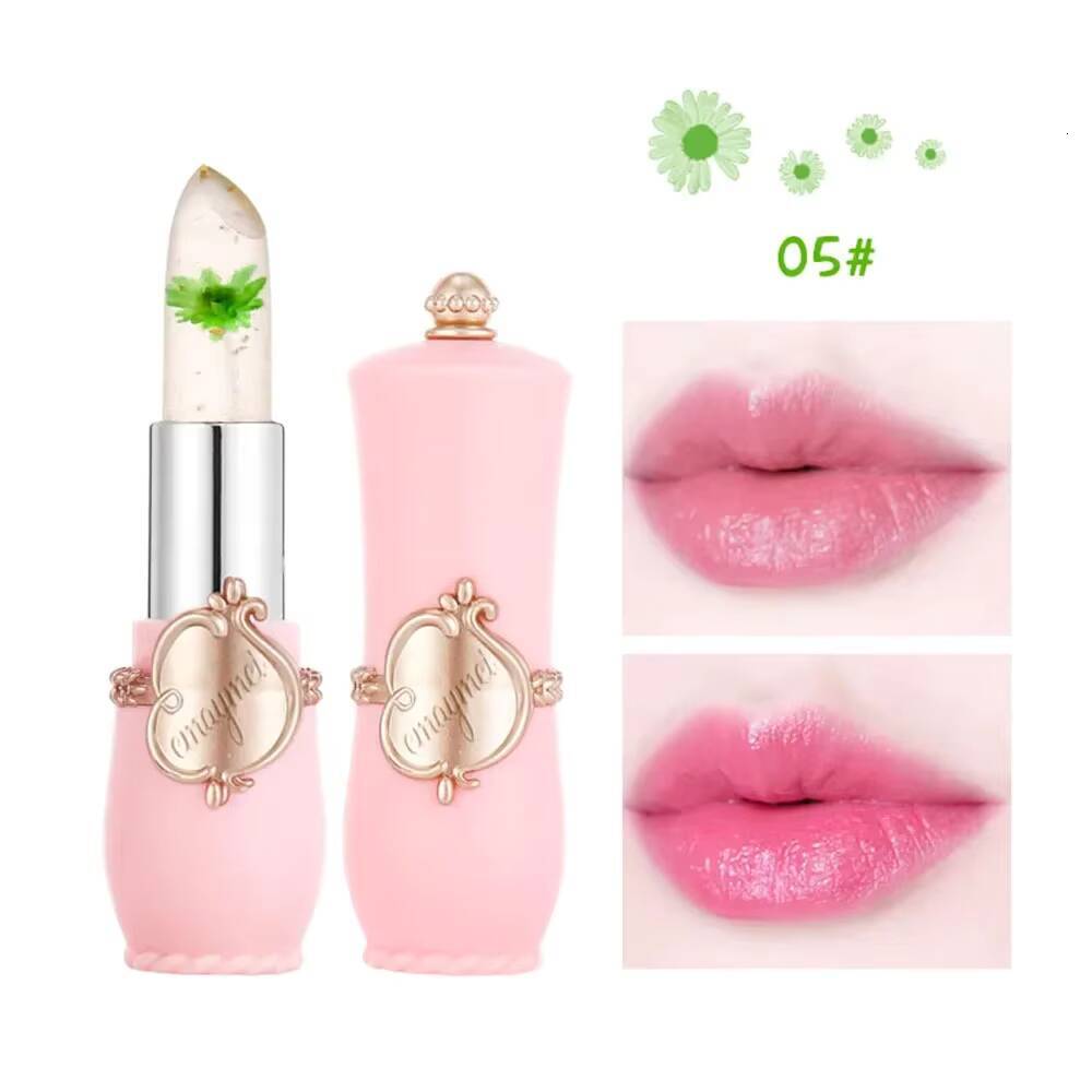 Jelly Lipstick Temperature Moisturizer Flower Stick Long Lasting Balm Magic Color Change Lip Gloss Set happy