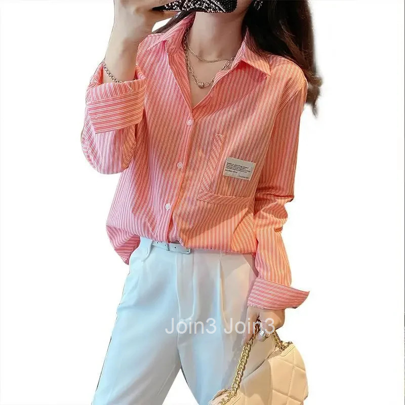 Womens Shirt and Blouse Little Fresh Lapel Female Tops Commuting Korean Reviews Clothes Youthful Elegant Fashion 2025 Aesthetic