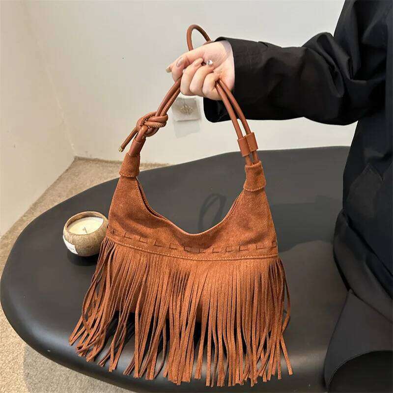 2025 Vintage Fringed Women's Crossbody Suede Slouchy Designer Bags For Women Work Shopping Travel Winter Fall Bag