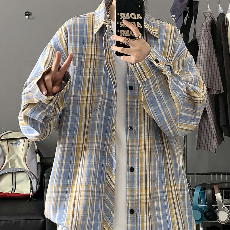 Men's Designer Shirt, 2025 New Style Checkered Shirt, Spring-Autumn Casual Loose Long-Sleeve, American Retro Style, Men's Inner Wear & Outer