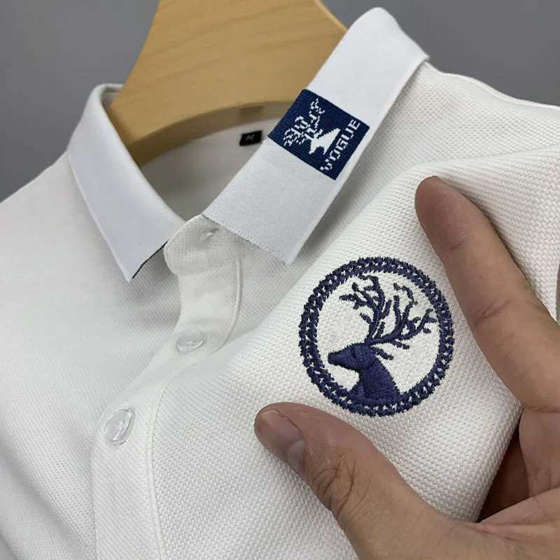 Mens Casual Fashion Polo Shirt Breathable and Comfortable Embroidered Top W250616
