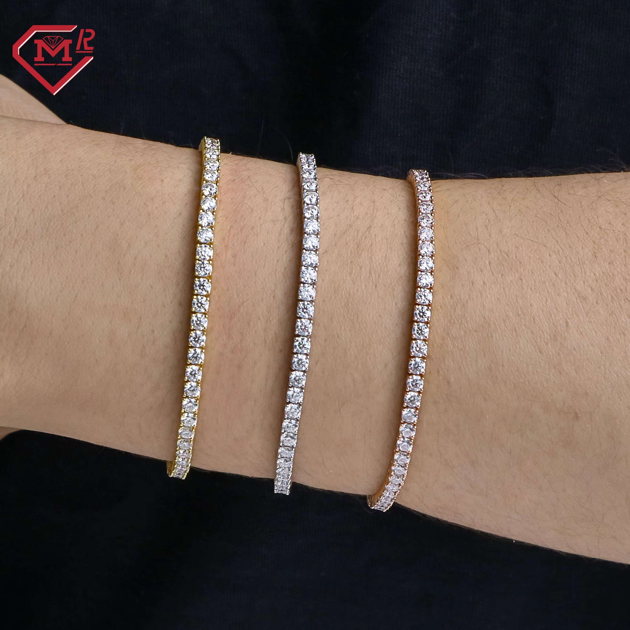 4mm Moissanite Tennis Chain 925 Silver Pass Diamond Tester Vvs Iced Out Moissanite Tennis Bracelet