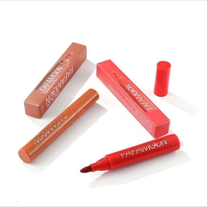 Lipstick Lips Dye Marker Pen Long-lasting Hydrating Waterproof Matte Lip Gloss Lipliner Contour Non-stick Cup Lipsticks Cosmetic happy