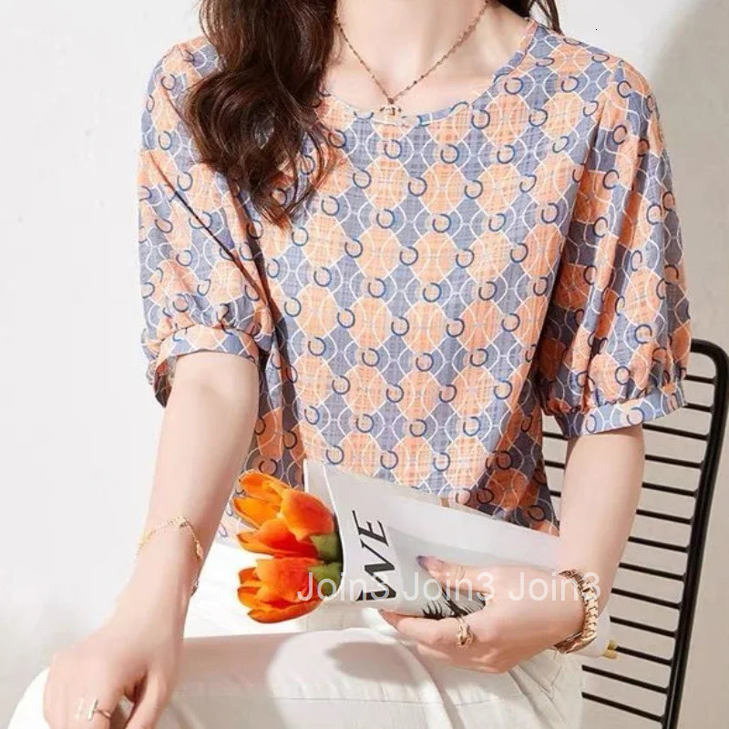 Chiffon with Short Sleeve Shirts Blouses for Women Round Neck Woman Top Blouse Elegant Luxury Xl Sale of High Quality Pretty S