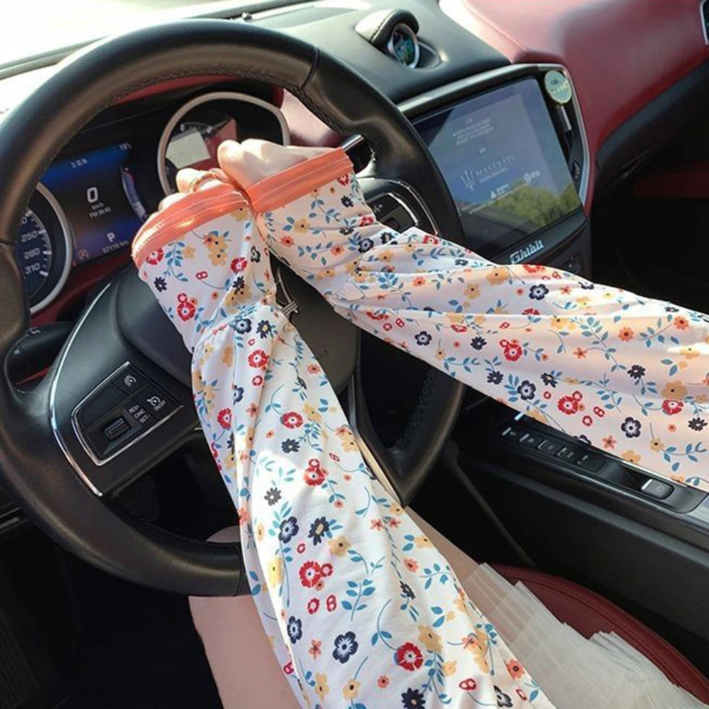 Arm Covers Sun Protection Cuffs Floral Sunscreen Ice Silk Sleeves Breathable Outdoor Sports Loose Anti-sunburn Arm Sleeves ??? 250610