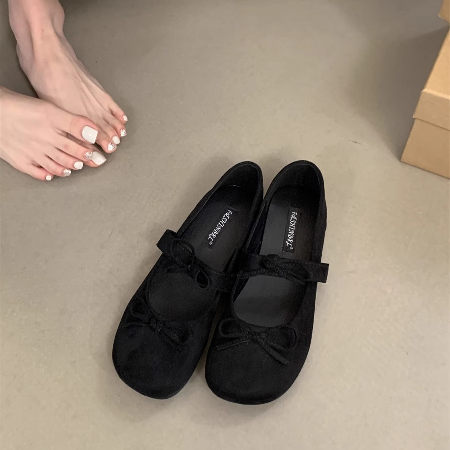 Ddmysports French Little Red Shallow Mouth Single For Women Spring And Autumn New Gentle Fairy Style Ballet Evening Flat Mary Jane Shoes Outdoor Shoes