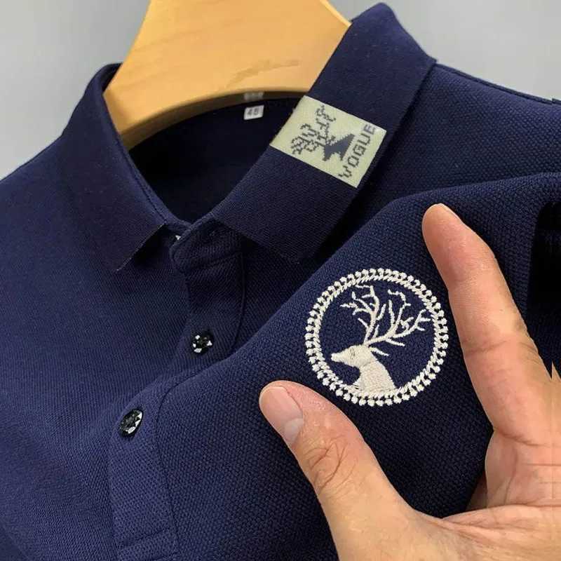 Mens Casual Fashion Polo Shirt Breathable and Comfortable Embroidered Top W250616