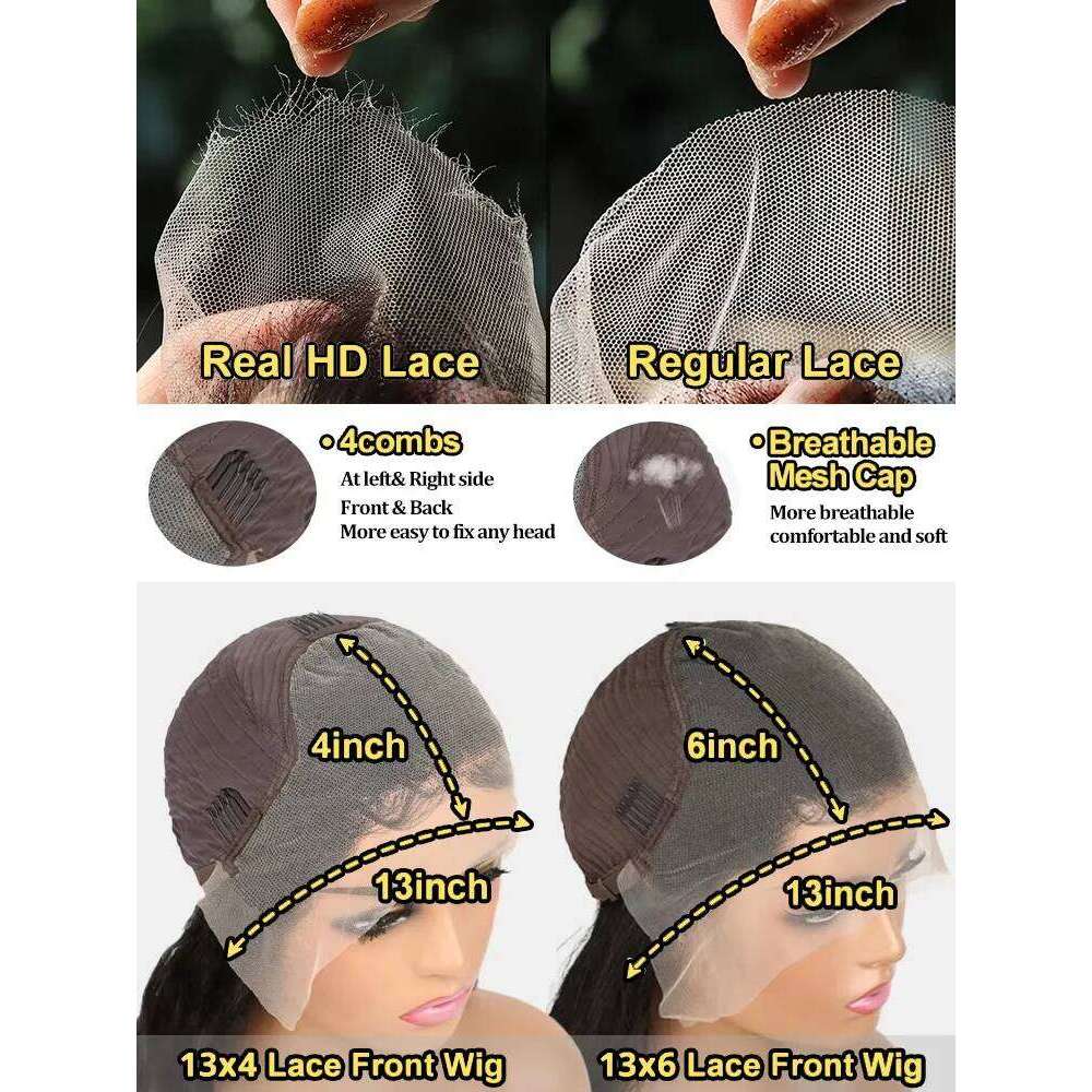 HD Transparent Brazilian Remy Human Hair Wig 30 32 40 Inch Deep 13x4 Curly Front 13x6 Water Wave Lace Frontal Wigs