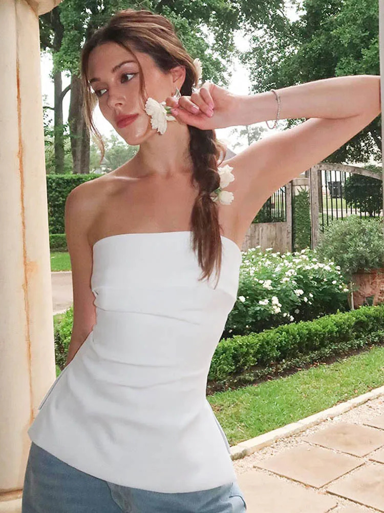 Solid Tube Tops For Women Strapless Bra Turndown Slash Neck Lenceria Femenina Backless Bralette Femme Split Bandeau Top Sexy 250614