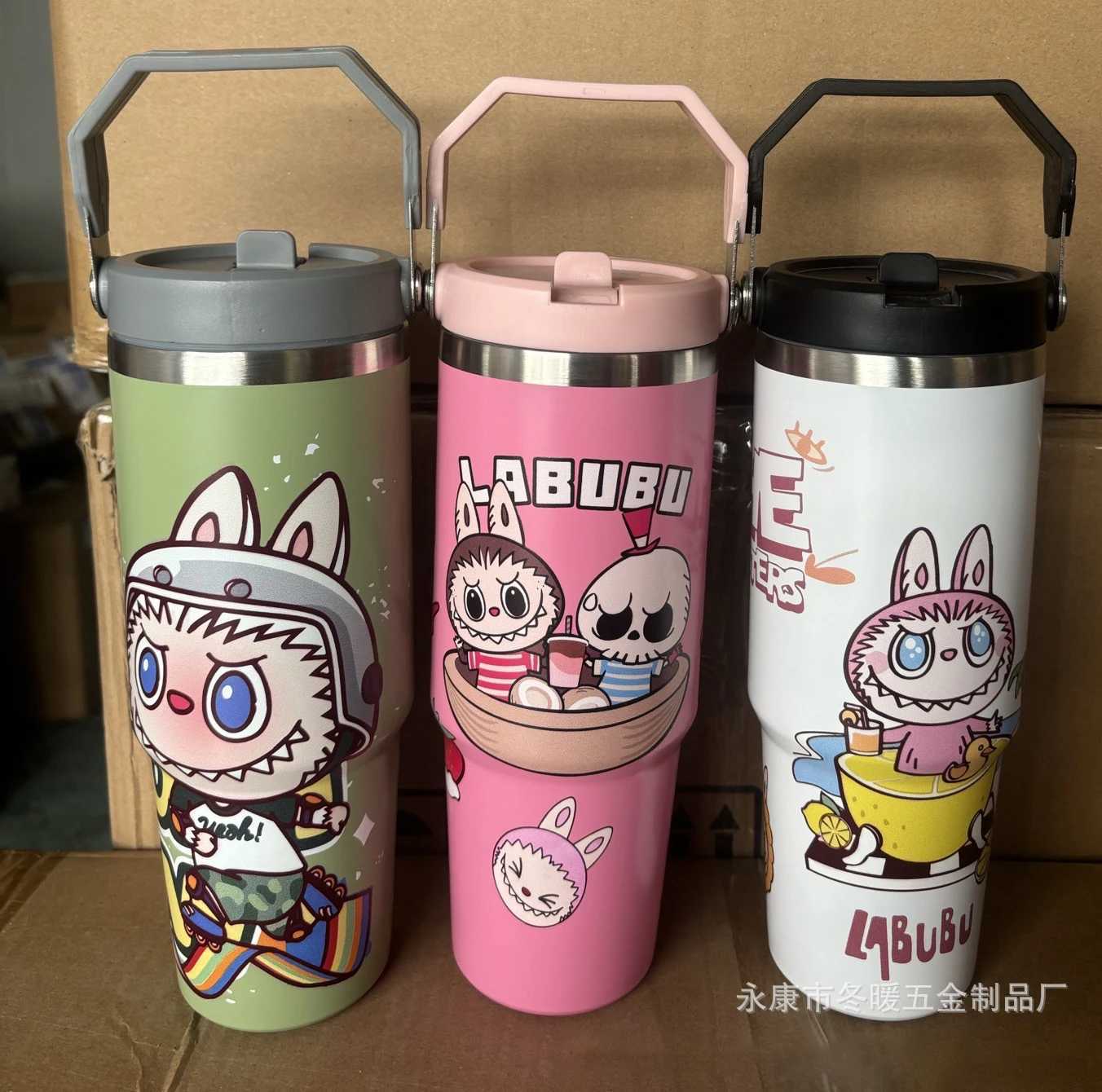 30oz Labubu Monster 304 Stainless Steel Car Cup Ice Bully Cup Steel Insulated Water Bottle Thermal Coffee Vacuum Flask Girl Gift XJ250616